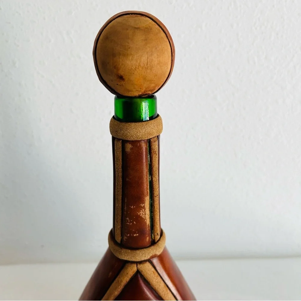 Vintage Italian Leather Wine Bottle Decanter